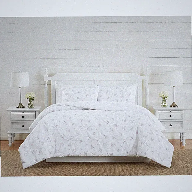3pc Full/Queen Rosebury Comforter & Sham Set White/Pink - The Farmhouse by