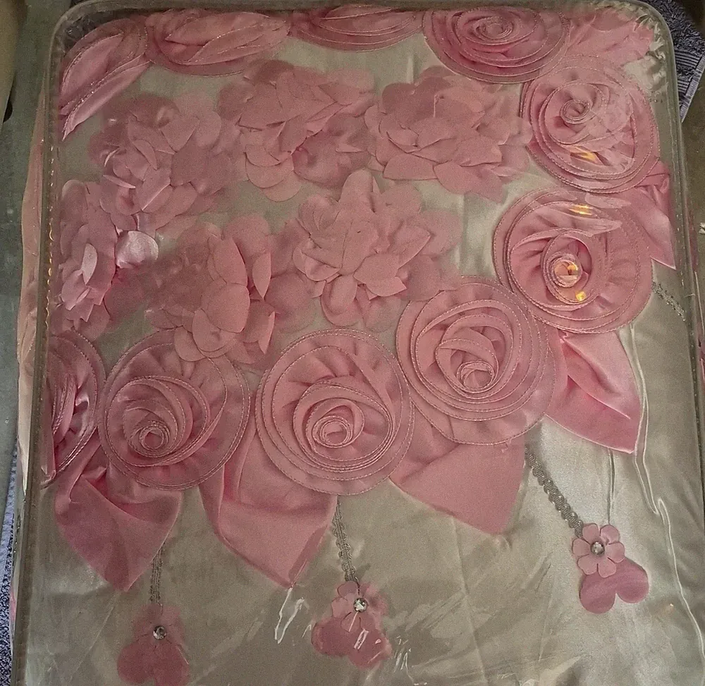 Maré Chéri King Pink White Floral Bedspread Set w/ 9PCS Decorative Bedding