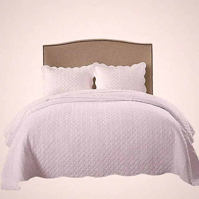 MarCielo 100% White Cotton Quilt Set Bedspread Coverlet, B34