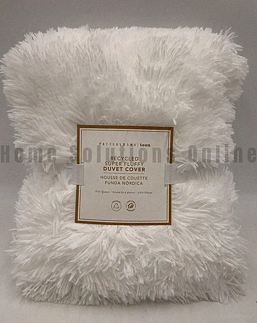 Pottery Barn Teen Recycled Super Fluffy Duvet Cover White Full Queen #A1324