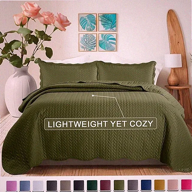 Quilted Bedspread Quilt Set with Pillow Sham Soft Comforter Coverlet Throw Twin