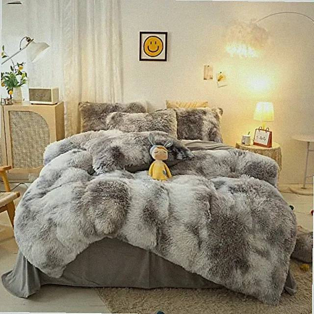 Shaggy Plush Duvet Cover Set Super Soft Fluffy Faux Fur Comforter Cover Set Luxu
