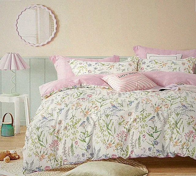 White Floral Cotton Comforter King Size - 3PC Lightweight Bedding Sets with Soft